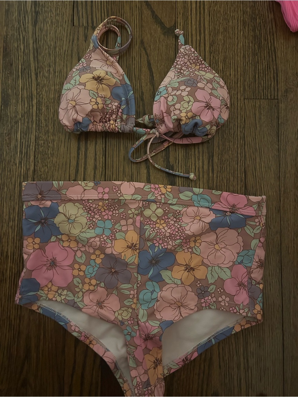 wild fable Pink Floral Two-Piece Swim Set